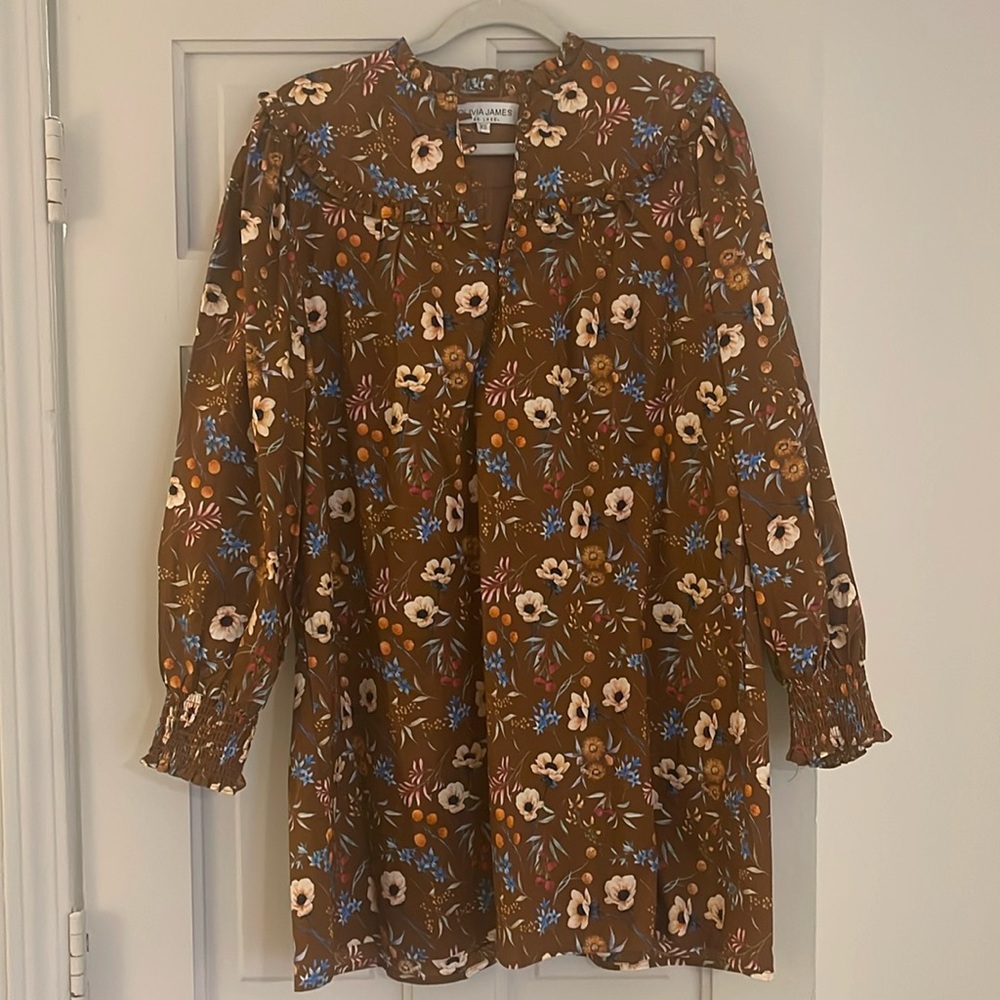 Olivia James the Label brown flower Dress